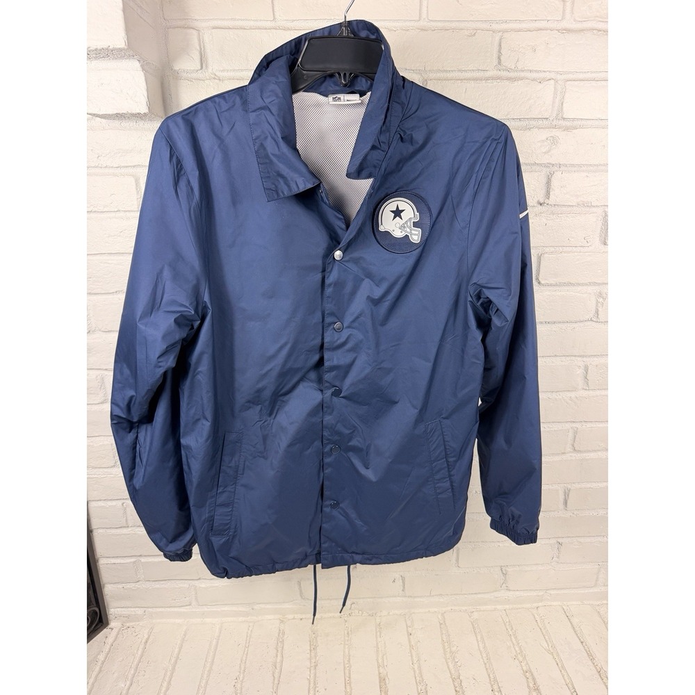 Nike Dallas Cowboys Jacket Mens S NFL Navy Snap Front Coach Windbreaker